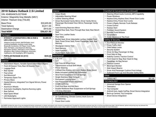 2018 Subaru Outback Limited