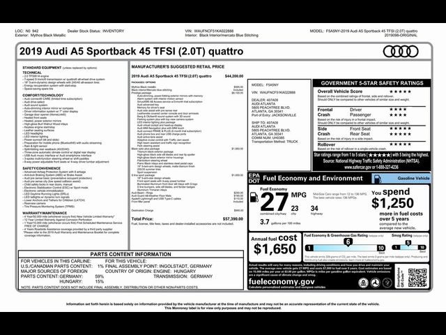 2019 Audi A5 Sportback Prestige