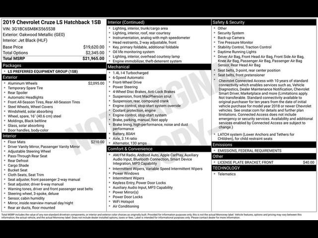 2019 Chevrolet Cruze LS