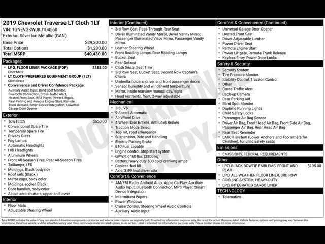 2019 Chevrolet Traverse LT Cloth