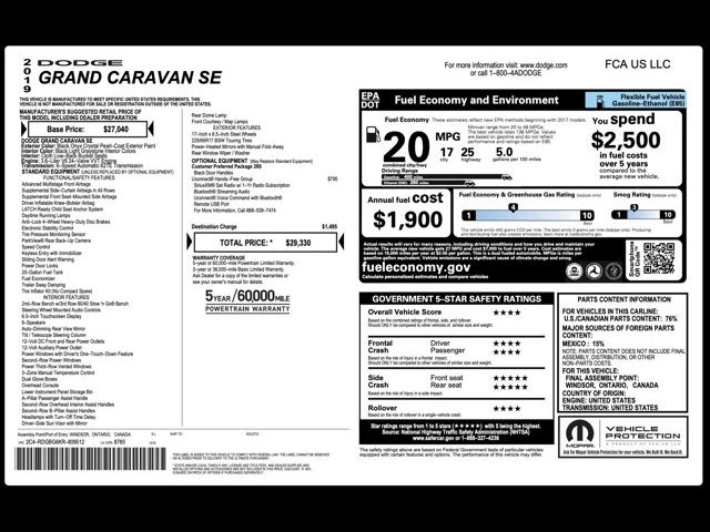 2019 Dodge Grand Caravan SE