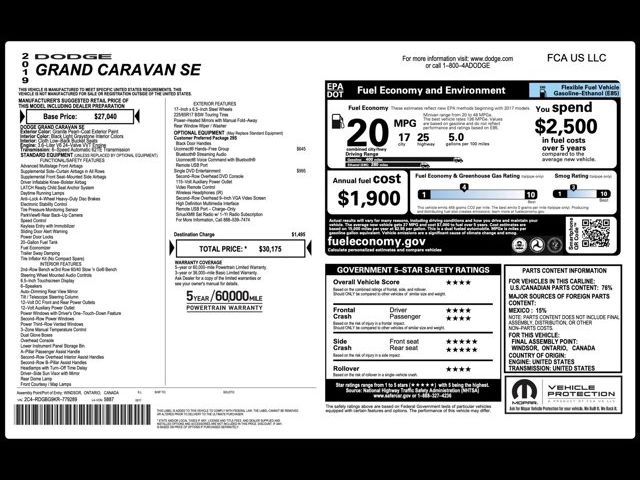 2019 Dodge Grand Caravan SE