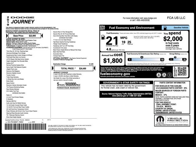 2019 Dodge Journey SE Value