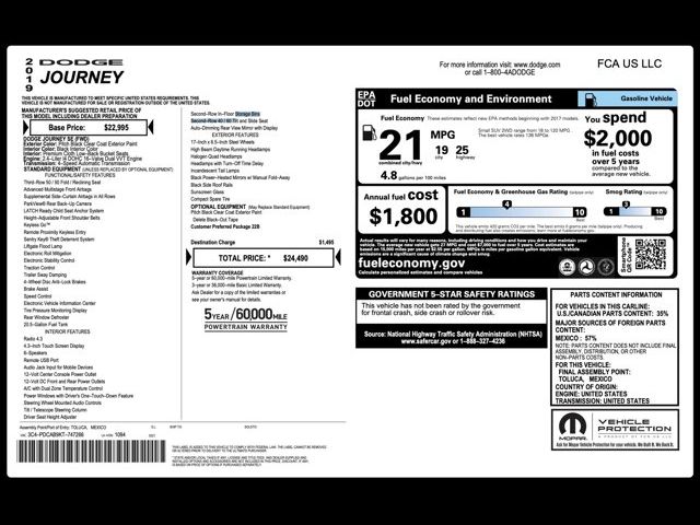 2019 Dodge Journey SE Value