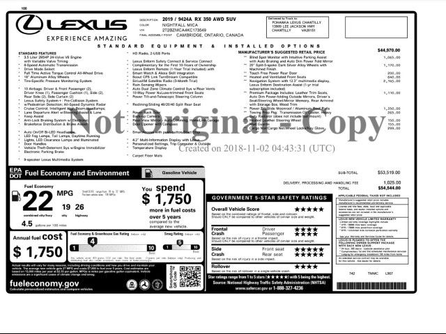 2019 Lexus RX 350
