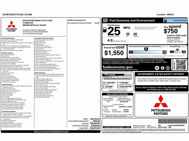 2019 Mitsubishi Eclipse Cross LE