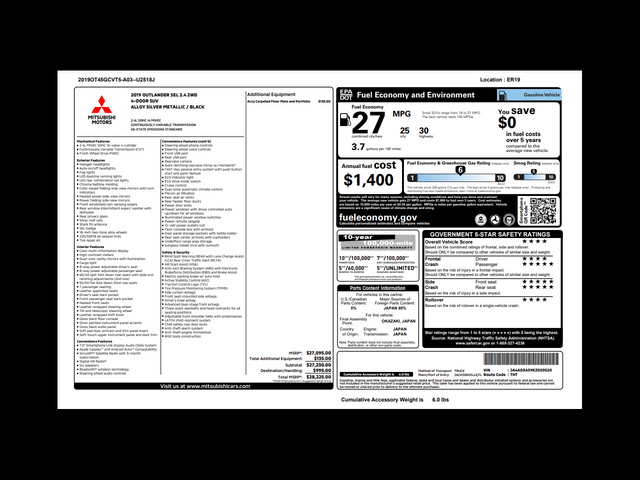 2019 Mitsubishi Outlander SEL