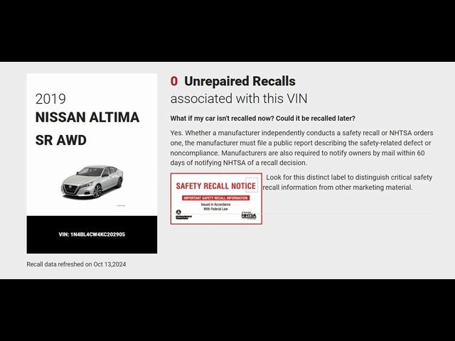 2019 Nissan Altima 2.5 SR