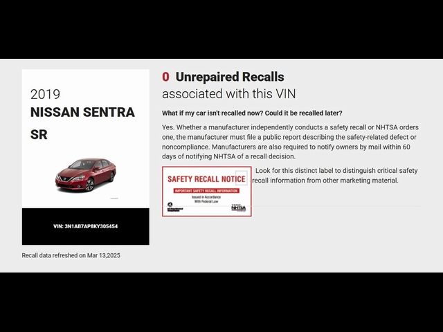 2019 Nissan Sentra SR