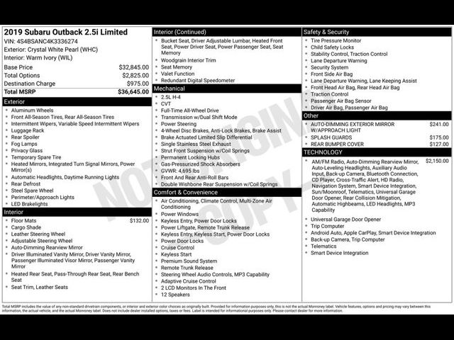 2019 Subaru Outback Limited