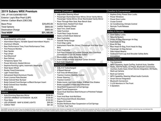 2019 Subaru WRX Premium