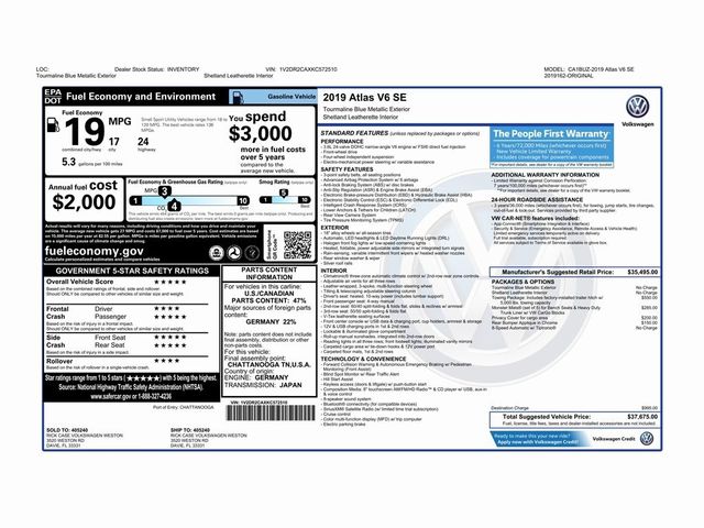 2019 Volkswagen Atlas 3.6L V6 SE