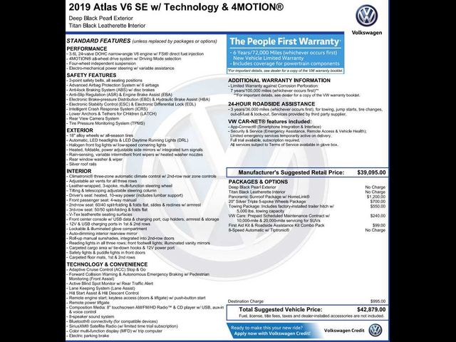 2019 Volkswagen Atlas 3.6L V6 SE Technology