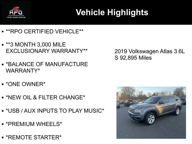 2019 Volkswagen Atlas 3.6L V6 S