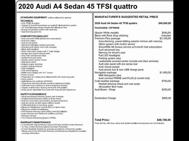 2020 Audi A4 Premium Plus