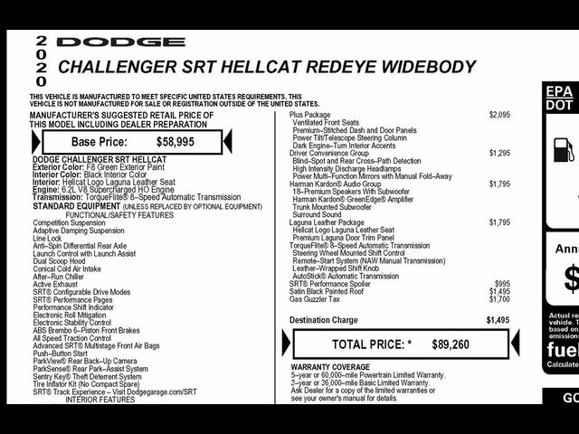 2020 Dodge Challenger SRT Hellcat Redeye Widebody