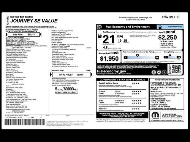 2020 Dodge Journey SE Value