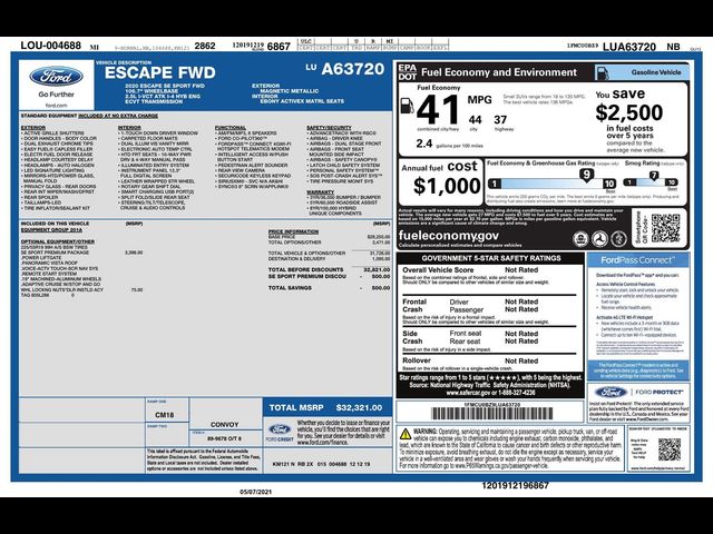 2020 Ford Escape Hybrid SE Sport