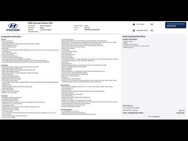 2020 Hyundai Elantra SEL