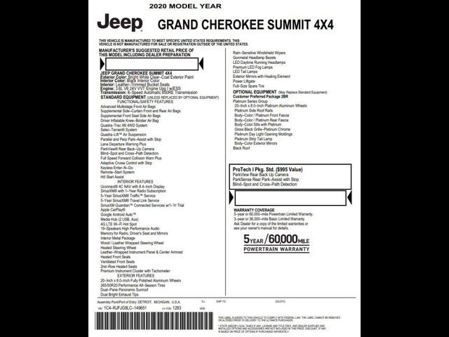 2020 Jeep Grand Cherokee Summit