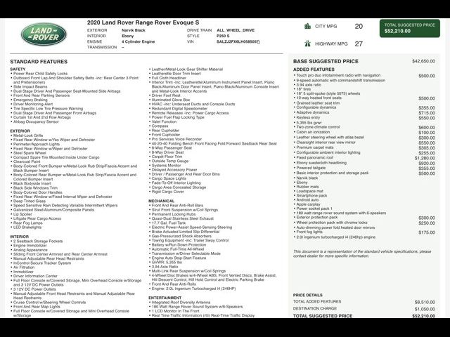 2020 Land Rover Range Rover Evoque S