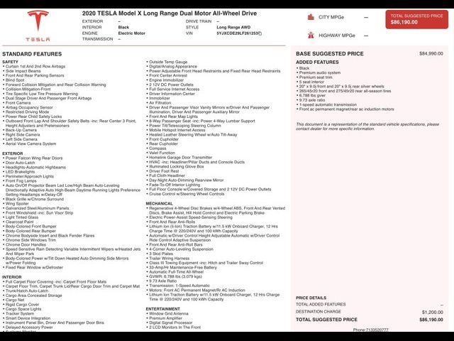 2020 Tesla Model X Long Range