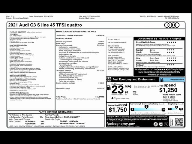 2021 Audi Q3 S Line Premium Plus