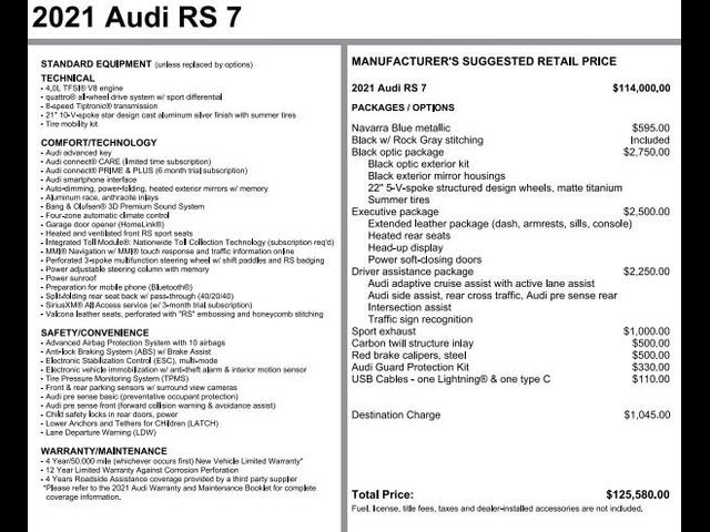 2021 Audi RS 7 Base