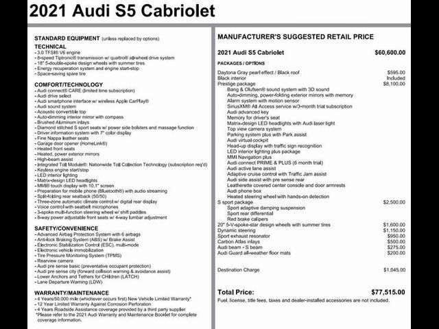 2021 Audi S5 Cabriolet Prestige