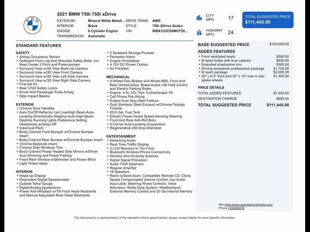 2021 BMW 7 Series 750i xDrive