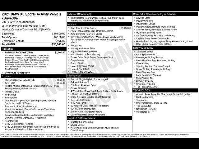 2021 BMW X3 xDrive30e
