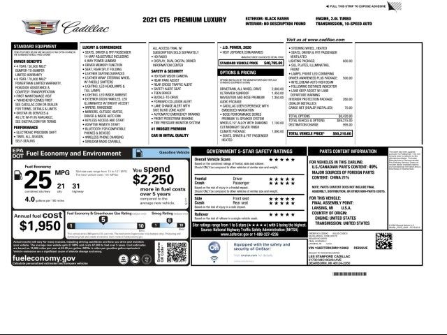2021 Cadillac CT5 Premium Luxury