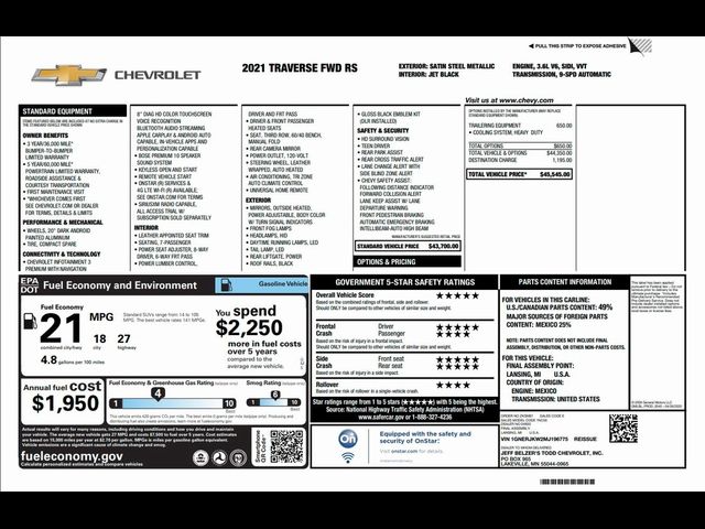 2021 Chevrolet Traverse RS