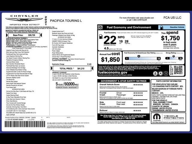 2021 Chrysler Pacifica Touring-L