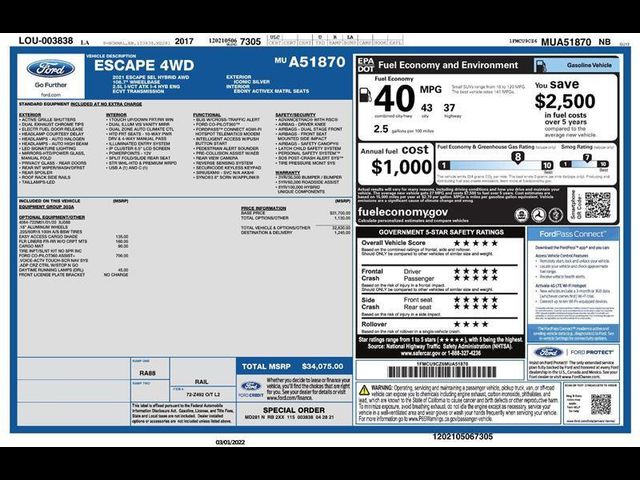 2021 Ford Escape Hybrid SEL