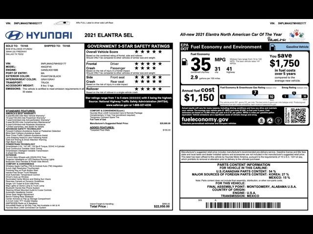 2021 Hyundai Elantra SEL