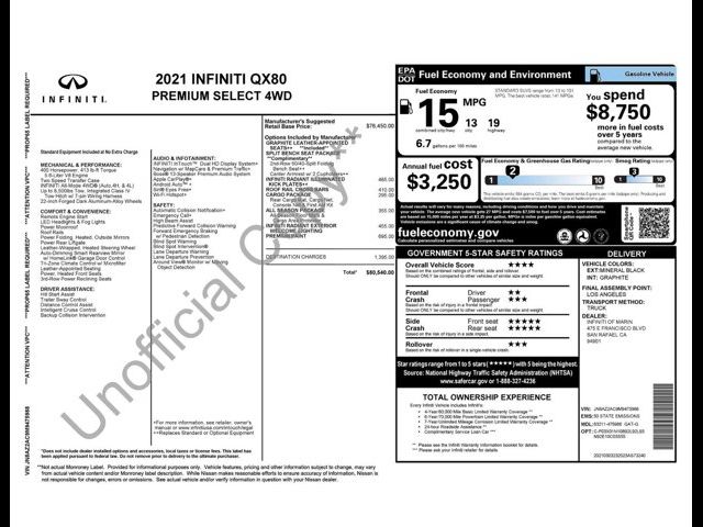 2021 INFINITI QX80 Premium Select