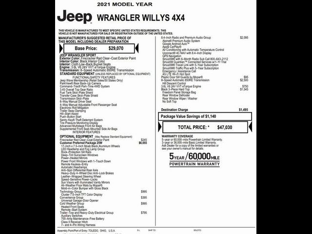 2021 Jeep Wrangler Willys