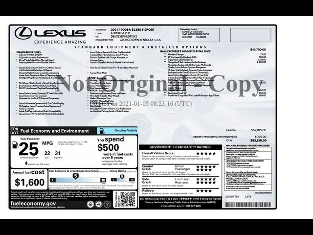 2021 Lexus ES 350 F Sport