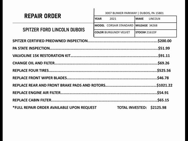 2021 Lincoln Corsair Standard