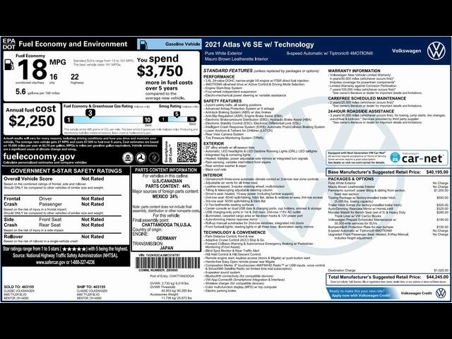 2021 Volkswagen Atlas 3.6L V6 SE Technology