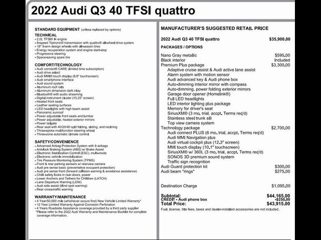 2022 Audi Q3 Premium Plus