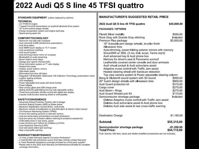 2022 Audi Q5 S Line Premium Plus