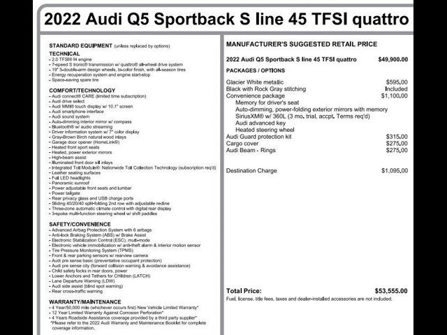 2022 Audi Q5 Sportback S Line Premium