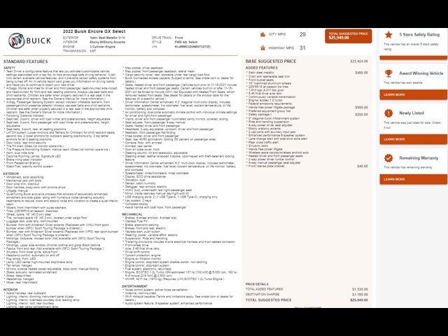 2022 Buick Encore GX Select