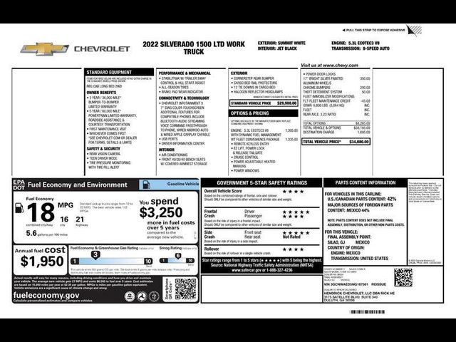 2022 Chevrolet Silverado 1500 LTD Work Truck