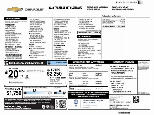 2022 Chevrolet Traverse LT Cloth