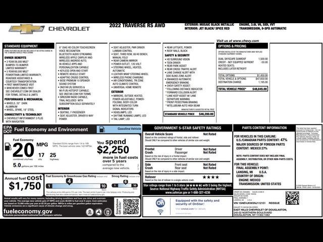 2022 Chevrolet Traverse RS