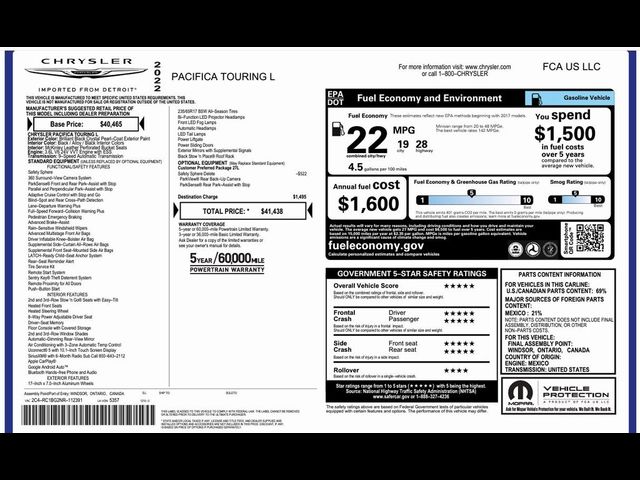 2022 Chrysler Pacifica Touring-L