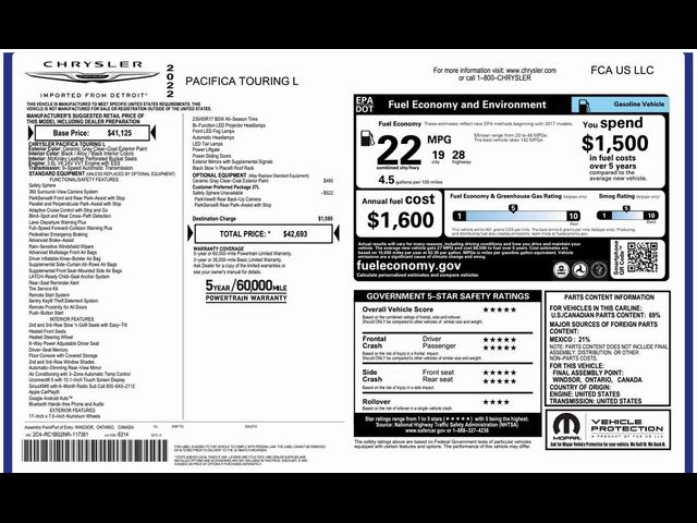 2022 Chrysler Pacifica Touring-L